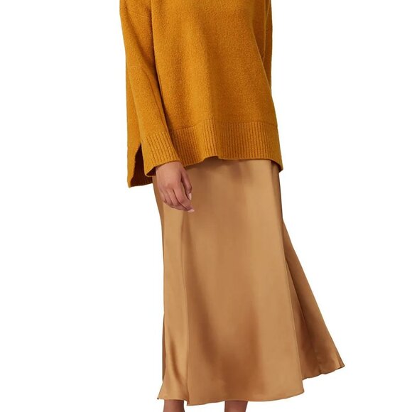 Club Monaco Mustard Long Bias Slip Skirt Size 8 - Picture 3 of 7